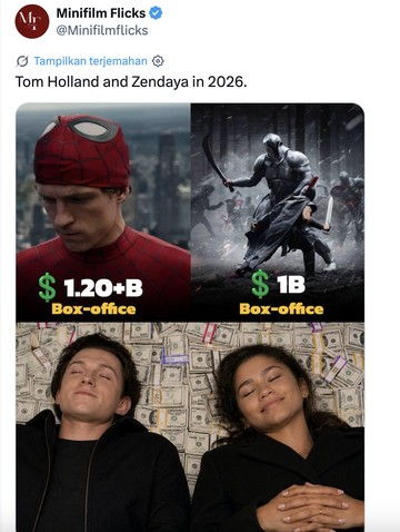 Meme Tom Holland dan Zendaya Mandi Uang, Film Laris Manis