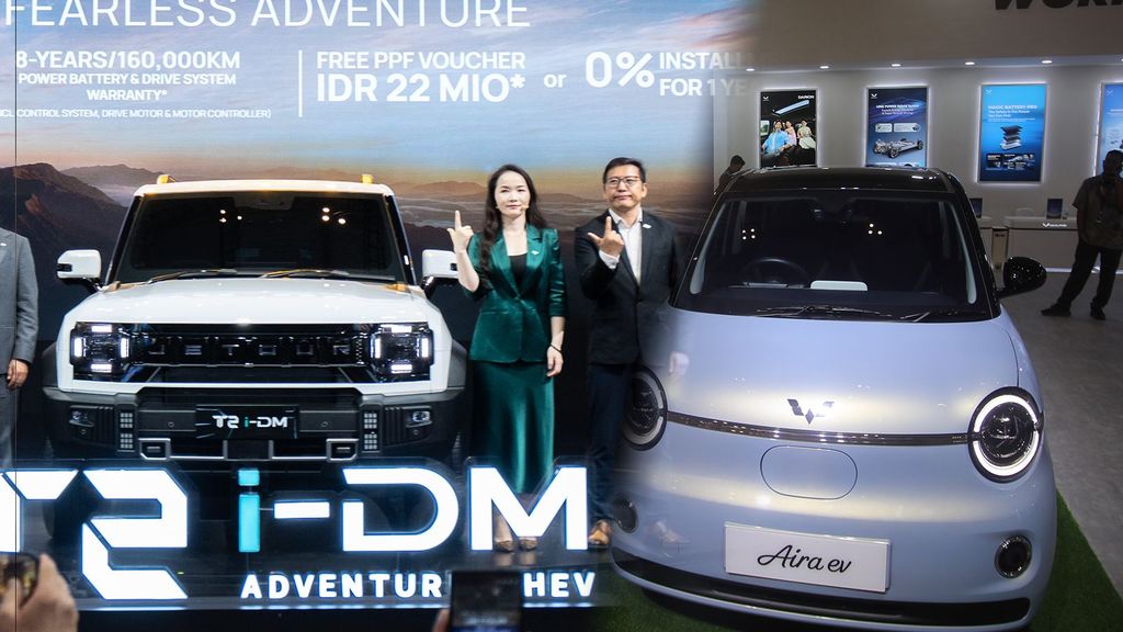 Foto kolase Jetour T2 i-DM dan Wuling Aira EV. (CNBC Indonesia)