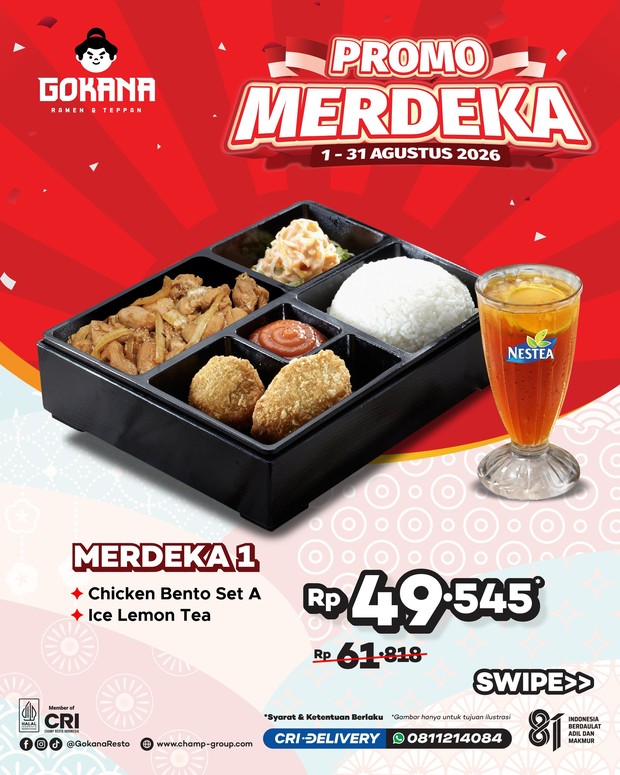 Gokana Promo Merdeka/ Foto: Instagram @gokanaresto Promo kemerdekaan
