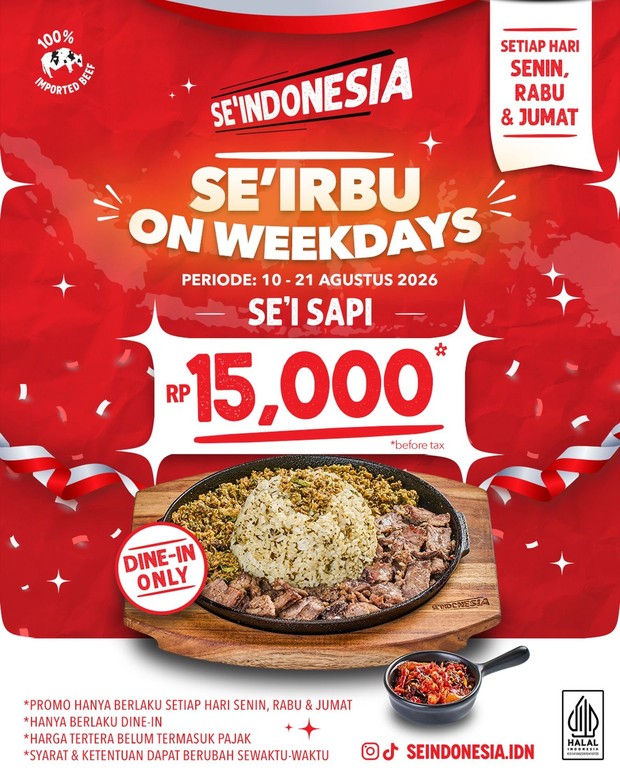 Se’Indonesia - Se’irbu On Weekdays/ Foto: Instagram @seindonesia.idn Promo kemerdekaan