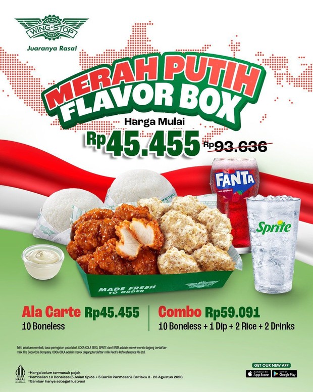 Wingstop Promo Merah Putih/ Foto: Instagram @wingstopid Promo kemerdekaan