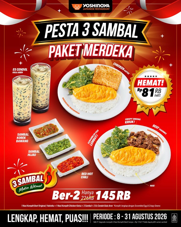 Yoshinoya Paket Merdeka/ Foto: Instagram @yoshinoyaid Promo kemerdekaan