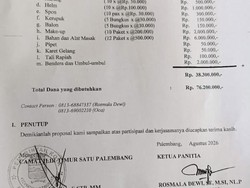 Viral Proposal HUT RI di Kecamatan IT I Palembamg Rp 76 Juta