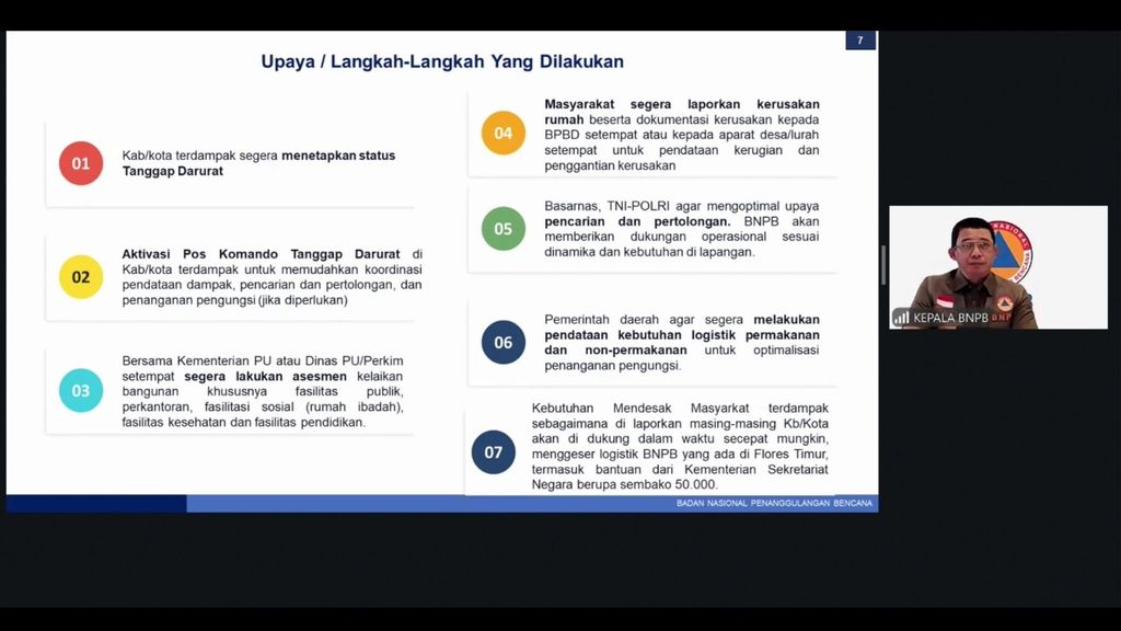 Update Kondisi dan Penanganan Pasca Gempabumi M7,7 di Kab. Nagekeo, NTT, Sabtu (15/8/2026). (Dok. Youtube BNPB Indonesia)