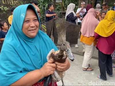 Potret Keseruan Lomba Tangkap Bebek saat HUT ke-81 RI di Lamongan