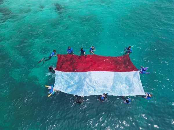 Kala Merah Putih Berkibar di Bawah Laut Maratua