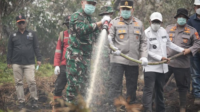 Cegah Api Meluas, Polda Riau-TNI Berjibaku Padamkan Karhutla di Pelalawan