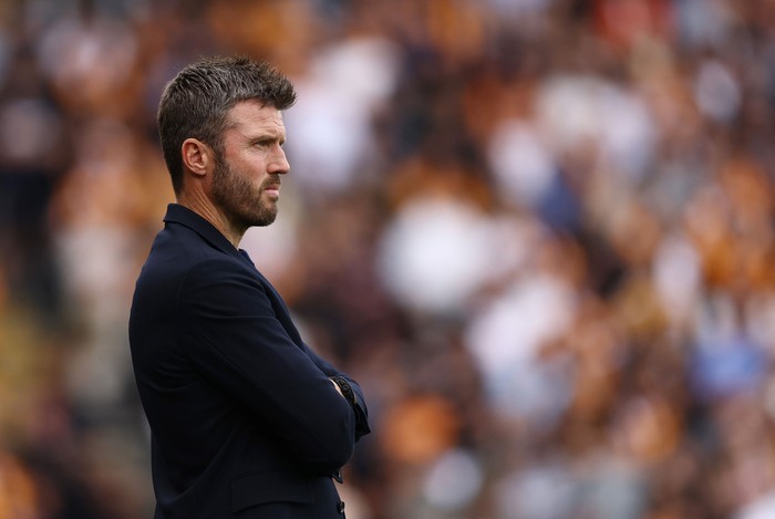 Soccer Football - Premier League - Hull City v Manchester United - MKM Stadium, Hull, Britain - August 22, 2026 Manchester United manager Michael Carrick reacts Action Images via Reuters/Lee Smith EDITORIAL USE ONLY. NO USE WITH UNAUTHORIZED AUDIO, V
