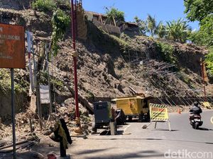 Rawan Longsor, Tebing di Perbatasan Klungkung-Gianyar Mulai Ditata