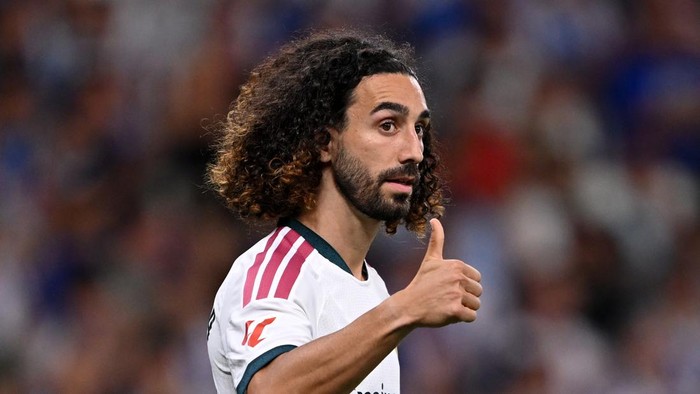 BARCELONA, SPAIN - AUGUST 22: Marc Cucurella of Real Madrid reacts during the LaLiga EA Sports 2026/27 match between RCD Espanyol de Barcelona and Real Madrid at RCDE Stadium on August 22, 2026 in Barcelona, Spain. (Photo by David Ramos/Getty Images)