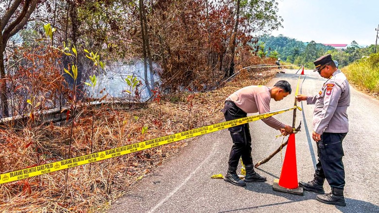 Asap Batu Bara Mengepul di Area Karhutla Dekat UBT, Polisi Pasang Garis