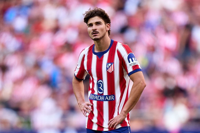 MADRID, SPAIN - AUGUST 23: Julián Alvarez of Atletico de Madrid looks on during the LaLiga EA Sports 2026/27 match between Atletico de Madrid and Villarreal CF at Riyadh Air Metropolitano on August 23, 2026 in Madrid, Spain. (Photo by Angel Martinez/Getty Images)