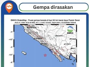 Gempa M 4,1 Guncang Pesisir Barat Lampung hingga Terasa ke Liwa