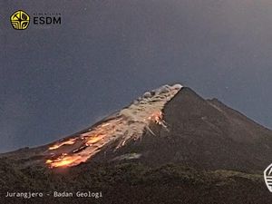 Kebakaran Lereng Merapi Kena Jilat Guguran Lava