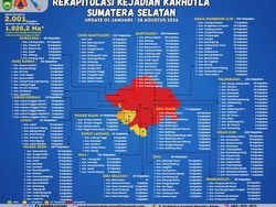 Karhutla di Sumsel Tembus 2.001 Kejadian: 13 Daerah Masuk Zona Merah