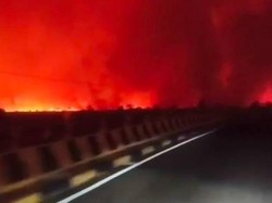 Potret Langit Malam Merah Mencekam di Tumbang Nusa Saat Karhutla