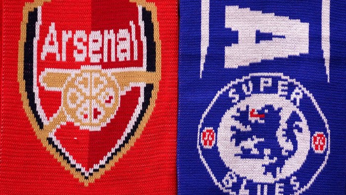 Arsenal and Chelsea scarves on sale before the Premier League match at the Emirates Stadium, London. Picture date: Sunday August 22, 2021. (Photo by Nick Potts/PA Images via Getty Images)