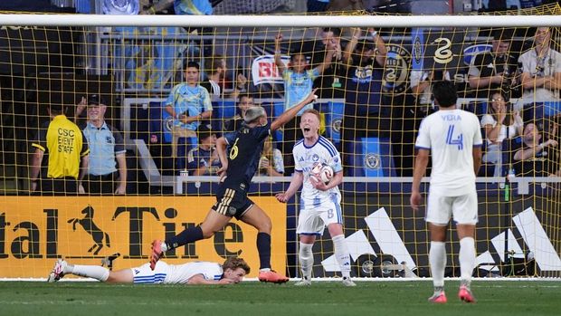 Sep 5, 2026; Chester, Pennsylvania, USA; Philadelphia Union midfielder Cavan Sullivan (6) reacts after scoring a goal against CF Montreal in the second half at Subaru Park. Mandatory Credit: Kyle Ross-Imagn Images