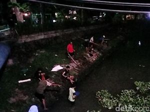Ramai Warga Surabaya Berburu Ikan Mabuk di Jembatan Jagir