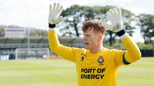 VELSEN, NETHERLANDS - SEPTEMBER 6: Ronald Koeman Jr of Telstar celebrates the draw after scoring 2 penalties during the Dutch Eredivisie  match between Telstar v SC Cambuur at the 711 Stadion on September 6, 2026 in Velsen Netherlands (Photo by Roy Lazet/Soccrates/Getty Images)