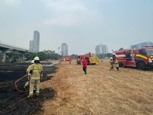 Lapangan Bola di Gatsu Pancoran Terbakar gara-gara Puntung Rokok