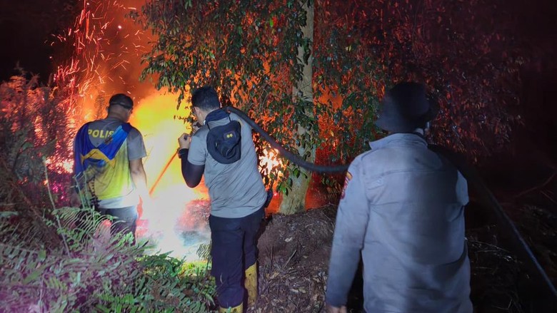 6 Malam Berjibaku di Gambut Meranti, Polisi Bertahan di Tengah Kepulan Asap