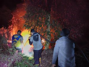 6 Malam Berjibaku di Gambut Meranti, Polisi Bertahan di Tengah Kepulan Asap