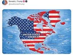 Heboh Trump Posting Peta Meksiko-Kanada-Greenland Ditutupi Bendera AS