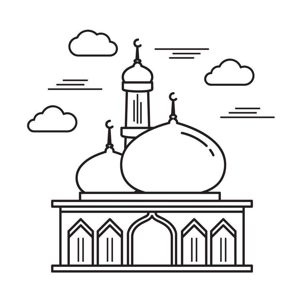 Ilustrasi Gambar Masjid untuk Mewarnai