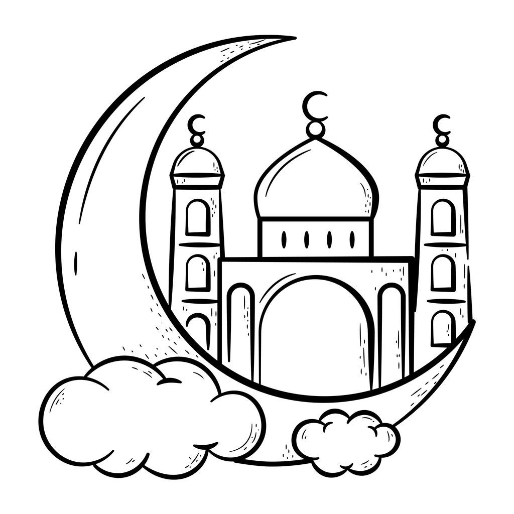 Ilustrasi Gambar Masjid untuk Mewarnai