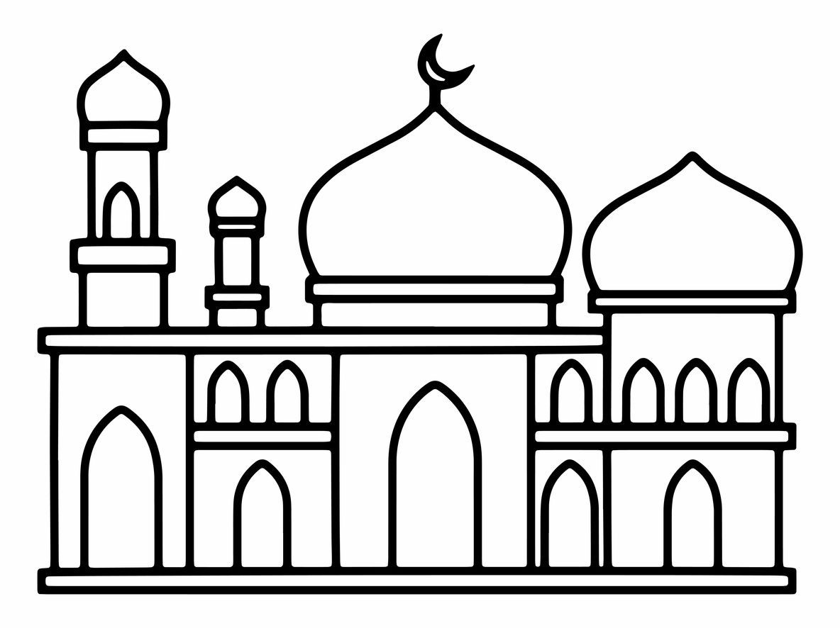 Ilustrasi Gambar Masjid untuk Mewarnai