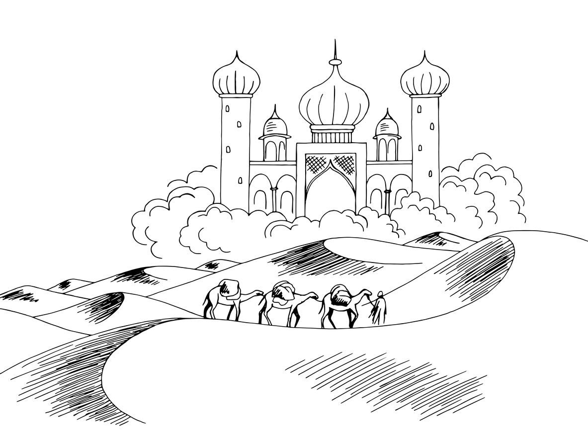 Ilustrasi Gambar Masjid untuk Mewarnai