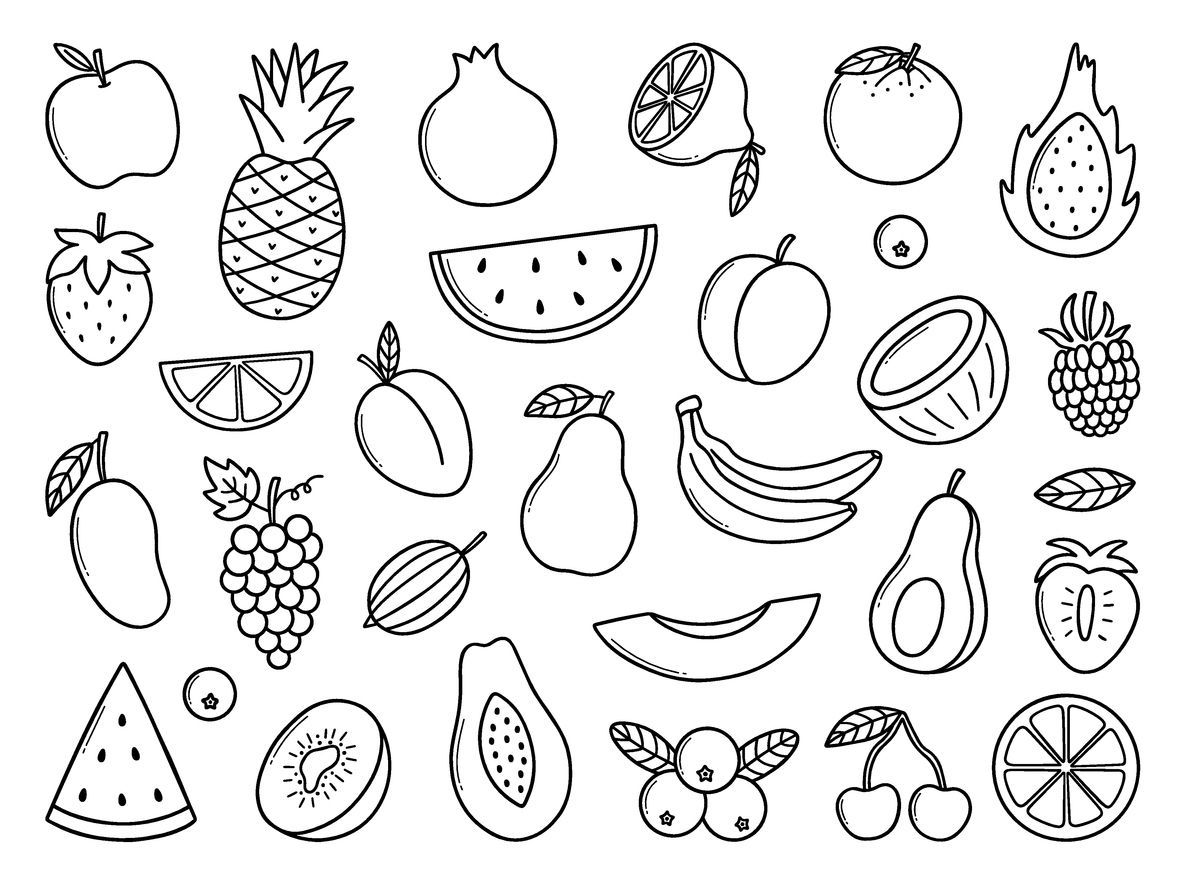 Ilustrasi Lembar Gambar Buah