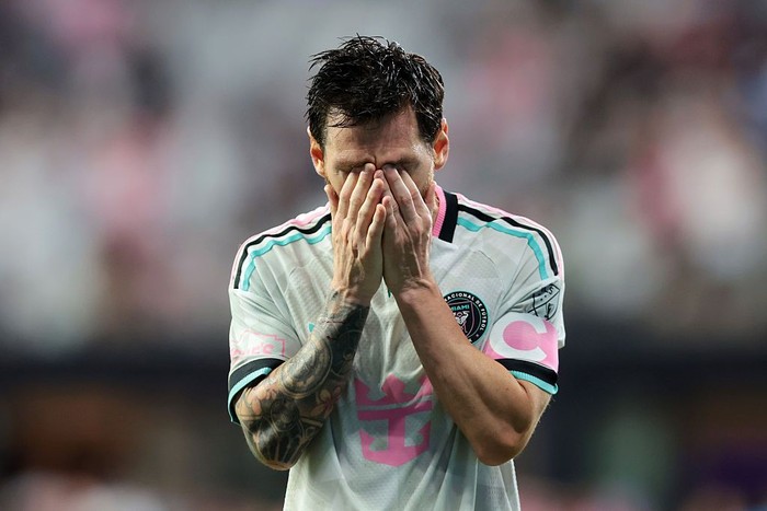 MIAMI, FLORIDA - SEPTEMBER 12: Lionel Messi #10 of Inter Miami CF reacts during the MSL match between Inter Miami CF and Nashville SC at Miami Freedom Park on September 12, 2026 in Miami, Florida. (Photo by Sam Navarro/Getty Images)
