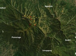 Kebakaran Gunung Wilis Meluas, 29 Hotspot Terdeteksi di Nganjuk-Ponorogo