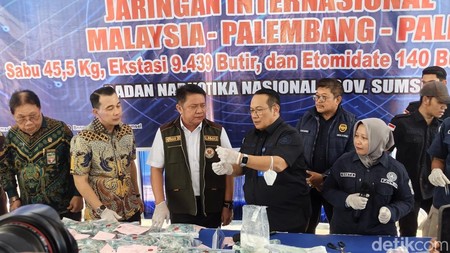 BNNP Sumsel Musnahkan 45,5 Kg Sabu-9.439 Ekstasi Jaringan Internasional
