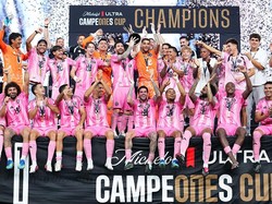 Inter Miami menang 2-0 atas Cruz Azul di Campeones Cup, Kamis (17/9). Messi cetak satu gol, satunya lagi dicetak Casemiro (MLS via Getty Images/Rich Storry - Leagues Cup)