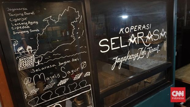 Selarasa Foodlab sebagai bagian dari Majelis Sayur Jagakarsa, Jakarta Selatan. (CNNIndonesia/Dika Kardi)
