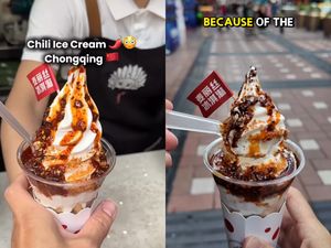 Huahh! Es Krim Ini Disajikan dengan Topping Mala yang Pedas Kebas