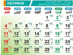Kalender Oktober 2026 Lengkap Info Tanggal Merah, Cuti Bersama, dan Hari Besar