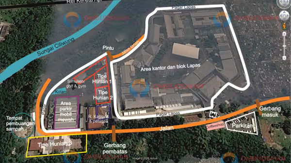 Rumah Cluster Lapas Cibinong Dilihat dari Atas