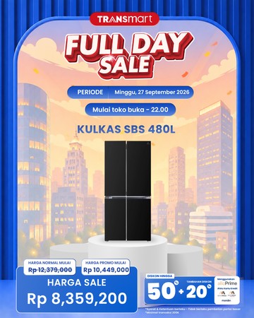 Ada Diskon Gede Kulkas Side by Side Polytron di Transmart Full Day Sale