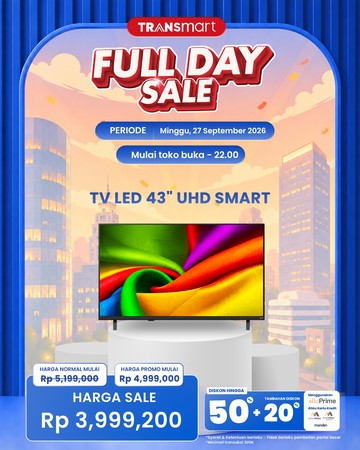 LED TV 43 Inch di Transmart Full Day Sale Diskon sampai 70%