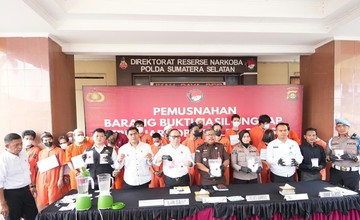 Polda Sumsel Musnahkan 3,2 Kg Sabu dan 914 Butir Ekstasi