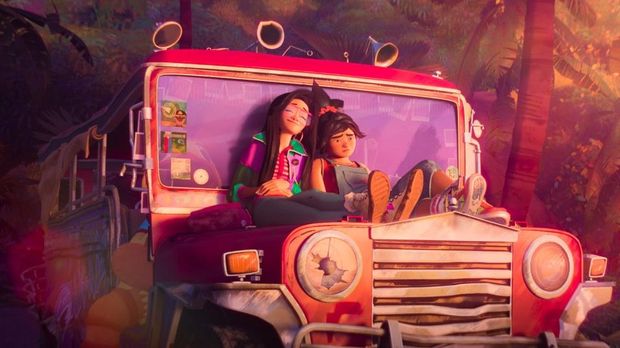 (from left) Raissa (Liza Soberano) and Jo (H.E.R.) in DreamWorks Animation’s Forgotten Island, directed by Joel Crawford and Januel Mercado.
