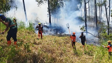Oknum Bakar Serasah Diduga Picu Lereng Panderman Terbakar Lagi