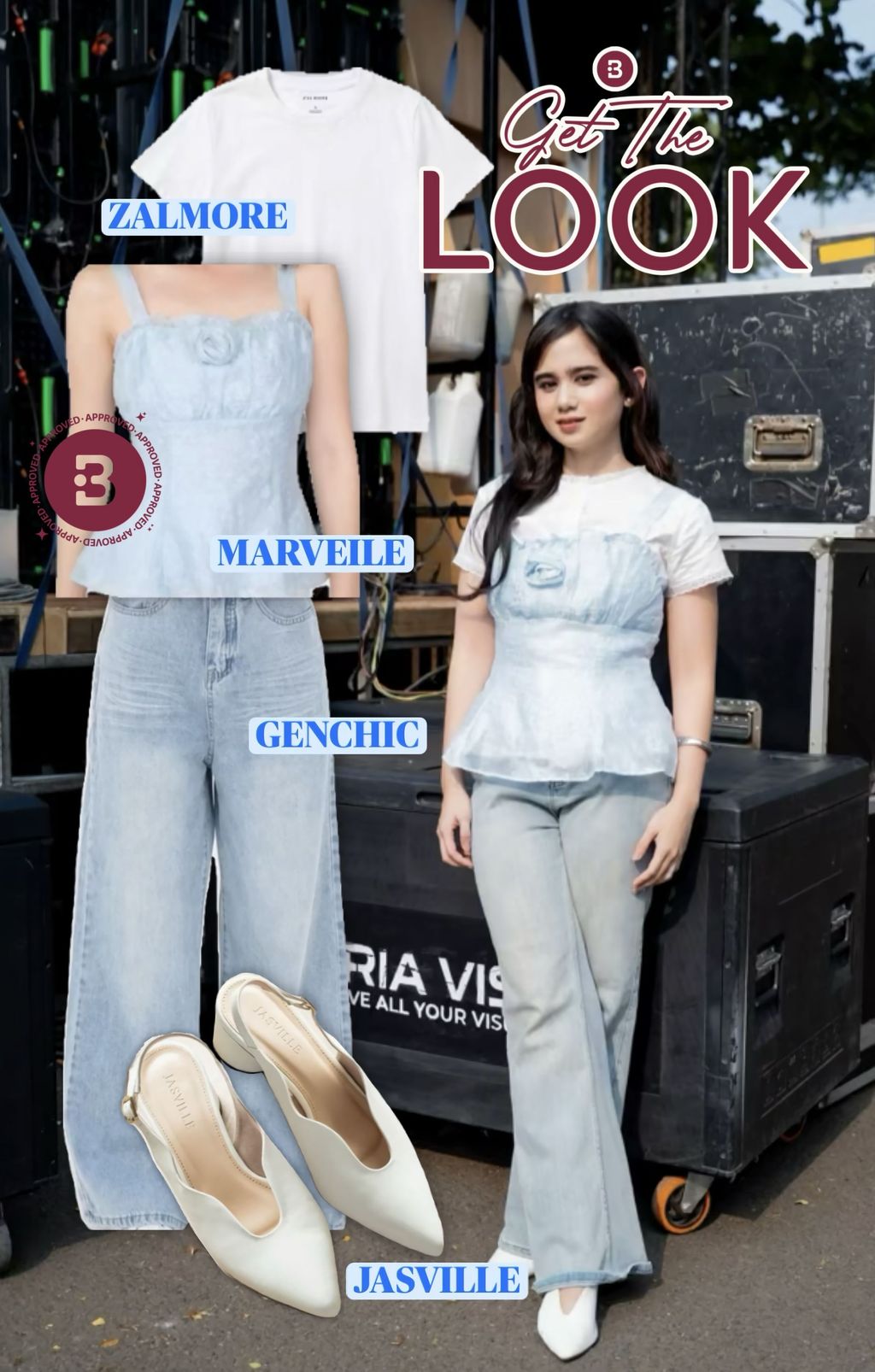 Ide OOTD yang feminin bernuansa soft blue ala Tissa Biani