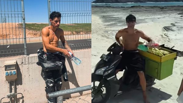 Gaya Kocak Pembalap Tony Arbolino saat Cosplay Jualan Jagung Bakar di Lombok