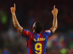 Gabriel Jesus sudah bikin dua gol di LaLiga. Jesus bikin dua gol itu dari dua shots on target (REUTERS/Albert Gea)