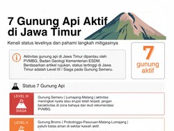 Infografis: 7 Gunung Api Aktif di Jatim dan Statusnya